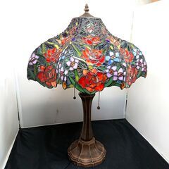 ステンドグラス テーブルライト 薔薇 ローズ ランプ アンティーク レトロ/8Jの画像