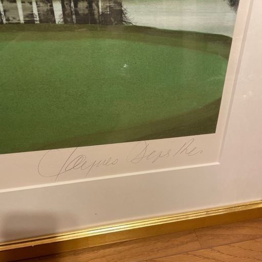 ジャック・デベルト ゴルフ版画 88/150 金フレーム. サイン入り