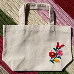 カロチャ刺繍ワッペン付きトートバッグの画像