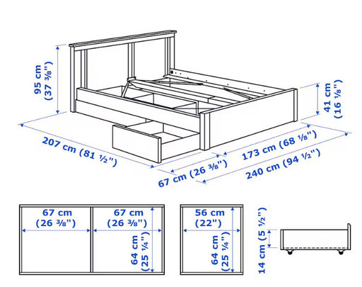IKEAのクイーンベッド 160x200 cm　１月　２月　土日お取引