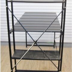 収納ラック付き　ガラスデスク　Gaia　棚付き　パソコンデスク　事務机　ガイア　作業台　オフィス家具　天板ガラス　PCデスクの画像