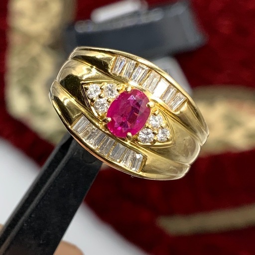 ルビー　ダイヤリング　K18　6.8g 約11.5号