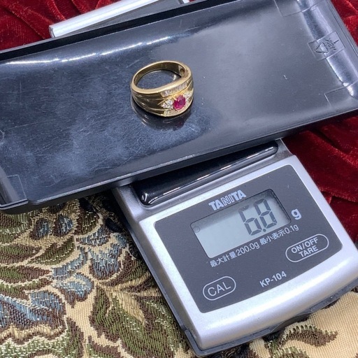 ルビー　ダイヤリング　K18　6.8g 約11.5号