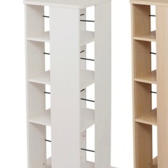 回転式本棚、CD•DVDラック　ホワイト　中古品の画像