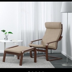 POÄNG ポエング ソファ/パーソナルチェア＆オットマン, ブラウン/ヒッラレド ベージュの画像