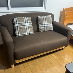 ソファー　茶色　2.5人掛け　コンパクトソファー　ファブリックソ...