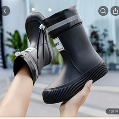 未使用商品　
長靴　レインシューズ 黒 ショートブーツ　雨靴 防水 size 38-39の画像