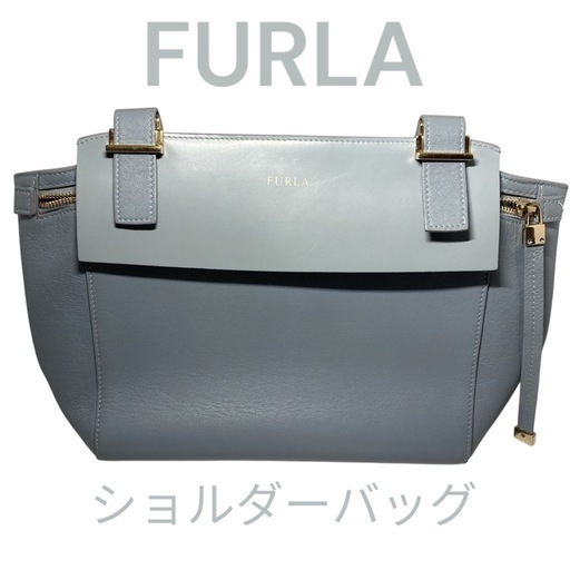 FURLA フルラ トートバッグ ハンドバッグ レザー ライトブルー レディース