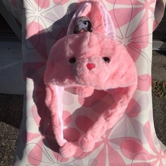 アニマル帽子　うさぎ　ピンク　　未使用