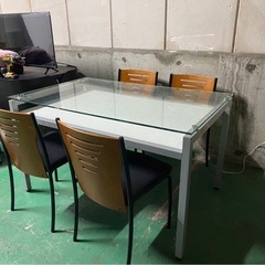 A173?「クリスタルダイニングテーブル」ガラステーブル ダイニングセット 