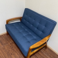 【1月6日まで】2人掛けソファ　お洒落ブルーの画像