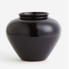 H&Mホーム　テラコッタフラワーベース　ブラック