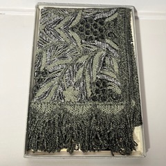 ★【美品】本場大島紬 泥染絣 無月刺繡ショール★の画像