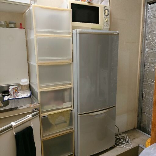 電子レンジ＆冷蔵冷凍庫＆6段クリアケース