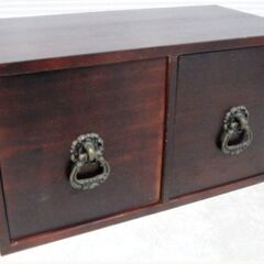 昭和レトロ　木製　小物入れ　引き出し　2杯　古民具　古道具　卓上　小物収納　収納ボックス　和家具　時代物