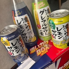 濃いめのサワーの素2本、チューハイ2本、
お皿、マドラーセットの画像