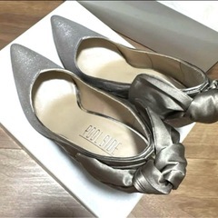 【美品】POOLSIDEシルバー リボン付きハイヒールの画像