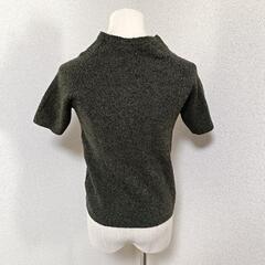 アクアスキュータム 高級カシミヤ混半袖ニットセーター ビジュー 濃緑色 9 M レディースの画像