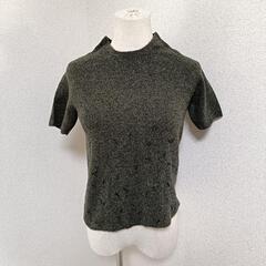 アクアスキュータム 高級カシミヤ混半袖ニットセーター ビジュー 濃緑色 9 M レディースの画像
