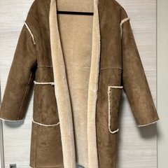 タグ無し　サイズ記載無し ブラウン ムートン　
ロング丈レディース　コートの画像