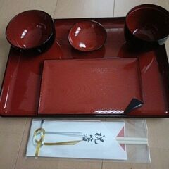 新品未使用　お食い初め食器セット(漆)の画像