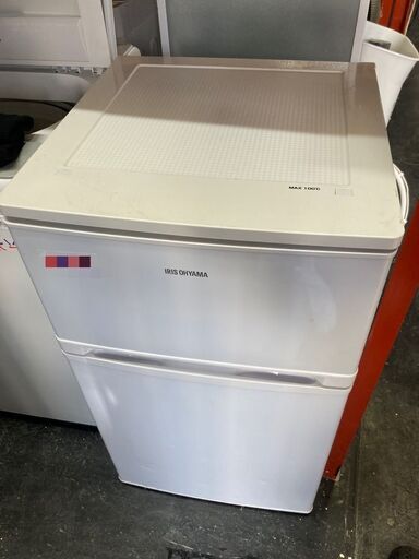 ☆中古￥4,800！IRIS OHYAMA　81㍑2ドア冷蔵庫　家電　AF81-W型　幅48㎝ｘ奥行50㎝ｘ高さ85㎝　【BL139】