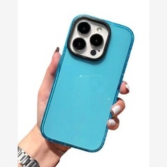 新品】iPhone15plusケース【ネオンブルー】青【クリアケ...