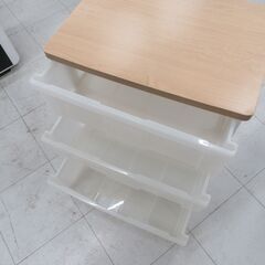 ② プラチェスト 3段 幅55.5×奥行40×高さ59.5cm ウッドトップ 衣装ケース プラケース 衣類収納 収納家具 苫小牧西店の画像