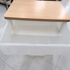 ② プラチェスト 3段 幅55.5×奥行40×高さ59.5cm ウッドトップ 衣装ケース プラケース 衣類収納 収納家具 苫小牧西店の画像