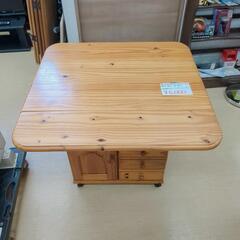 収納付きパッタリテーブル☆木製☆長さ調整可、収納箇所あり【浜村鹿野温泉ICから3分 買取本舗 宮本リサイクル 営業時間9～19時 定休日水曜のみ←連絡できませんm(_ _)m】の画像