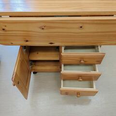 収納付きパッタリテーブル☆木製☆長さ調整可、収納箇所あり【浜村鹿野温泉ICから3分 買取本舗 宮本リサイクル 営業時間9～19時 定休日水曜のみ←連絡できませんm(_ _)m】の画像