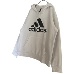 adidas アディダス パーカー 裏起毛 白色 スウェット レディース Mサイズの画像