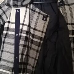 ロング丈　ダウンコート　チェック柄　Mサイズの画像