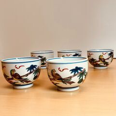 九谷焼 竹峰 湯呑茶碗（五客）の画像