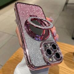 【新品未使用】iPhone16proMax携帯カバー(ローズゴールド+レンズフィルム+ミラーホルダー)の画像