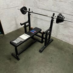 ベンチプレスセット バーベルスクワットラック トレーニングベンチ バーベルセット40kg N0563の画像
