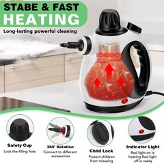 スチームクリーナー、加圧スチーム洗浄機 10ピースのアクセサリーセットを備えた、多目的ポータブル家具汽船クリーニング安全ロック、すべて自然のスチーム クリーナー ホーム、用スチームクリーニング、カーペット 除菌 掃除 年末清掃の画像