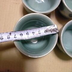 東月李弼作　湯呑み　4個セット　　綺麗なグリーンの画像