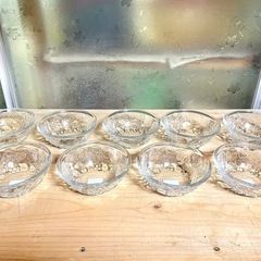 【未使用品】レトロ　ガラス食器　サラダボウル　サラダ皿　小鉢　9...