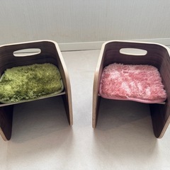 【しみさと様専用】お値引きします！HOPPL ホップル コロコロチェア&デスク 3点セット ウォールナット　チェアパット　クッション付き　総額65,230円 の画像