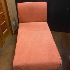 シェーズロング☆明るく緑や茶色に馴染みやすい　オレンジ☆ファブリックカウチソファの画像