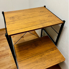 【取引中☆使用歴2年の美品】ライトブラウン×ブラックのレンジ台の画像