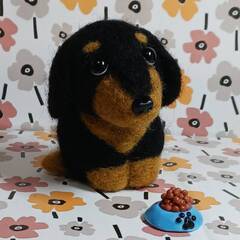 お座り！まだだよー　お腹すいたよー　だっくすちゃん　羊毛