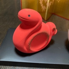 薬師窯　招福干支　巳年置物　紅白親子へび　屏風&台座付き　十二支　縁起物の画像