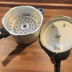 【取り引き中】　 ◆ アオヤギコーポレーション製 家庭用圧力鍋80KPA　アルミ片手鍋　容量5.0L　（株）アオヤギコーポレーション　2007年10月製造　☆未使用品☆の画像