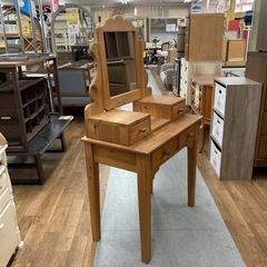 ジモティー限定価格！⭐ S133 ⭐ パイン材ドレッサー 化粧台 上下分割式 かわいい 幅80cm USEDの画像