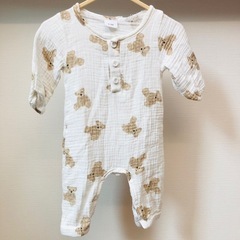 くま柄 ロンパース綿100% 50〜60 新生児