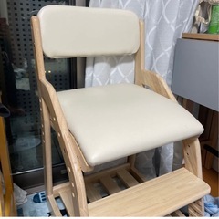 木製 学習椅子 グレー ベージュ クリーム色 キャスター付きの画像