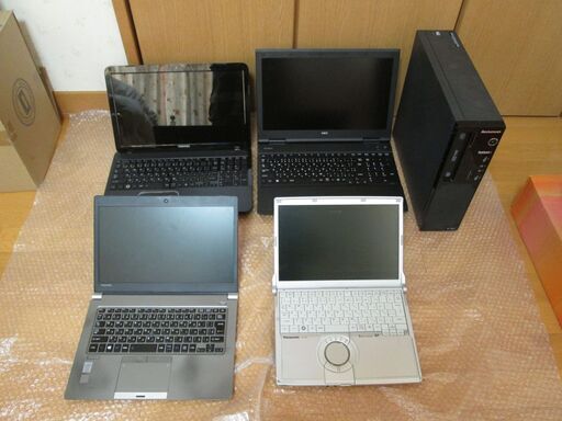 【受渡先決定】年末大掃除！ ノートPC 4台、デスクトップPC 1台、マザーボード、80GOLD ATX電源のセット（まとめてジャンク）