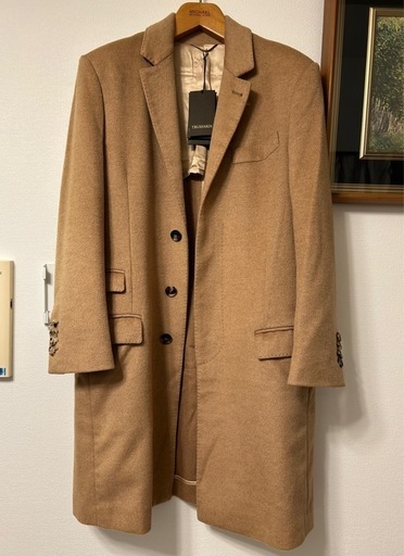 美品　TRUSSARDI ベージュ チェスターコート　イタリア製　44サイズ